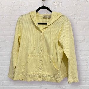 •2/$30• Vintage L.L. Bean Soft Butter Yellow Lightweight Button-Up Hoodie Jacket